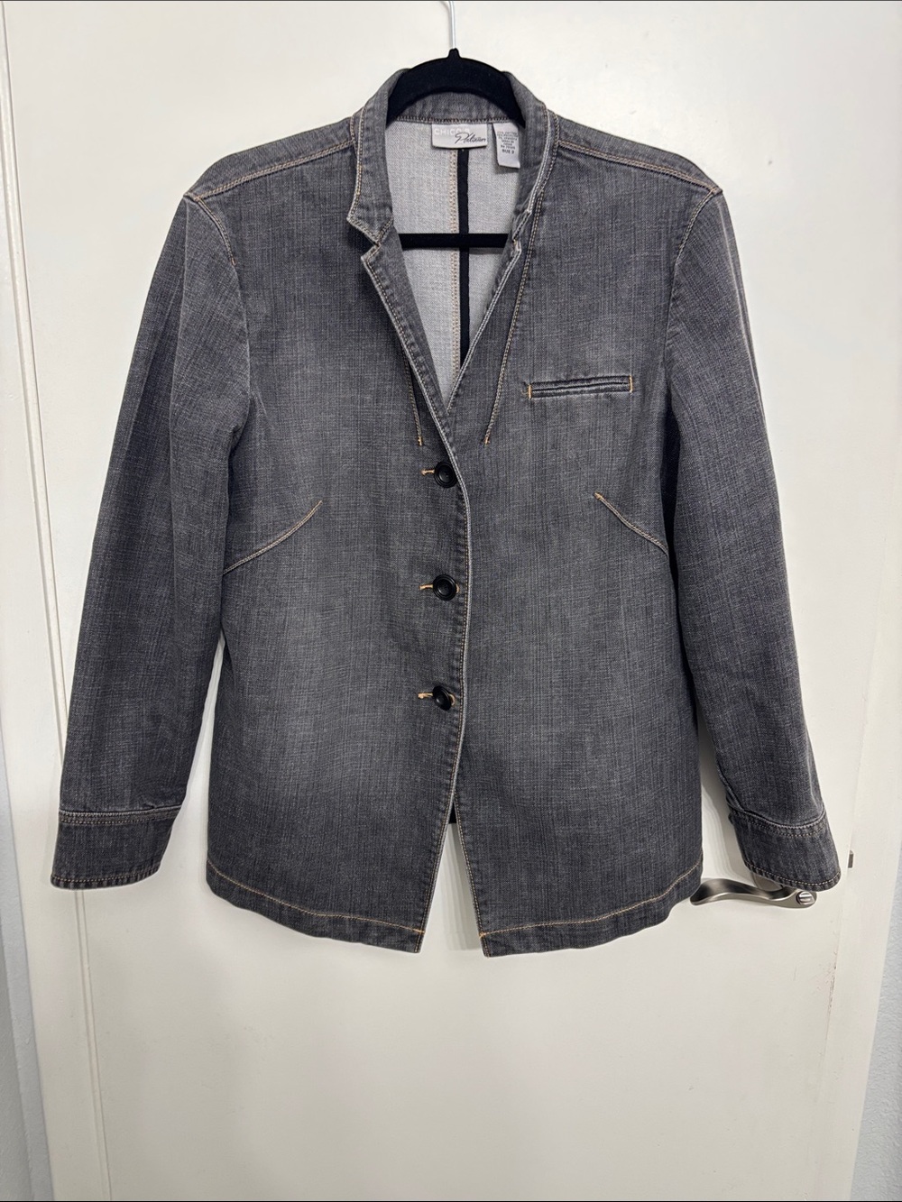 Chico's Gray Denim-Style Blazer Jacket